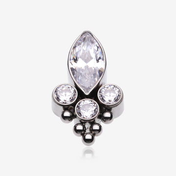Implant Grade Titanium OneFit Threadless Bali Marquise Monarch Sparkle Top Part-Clear Gem